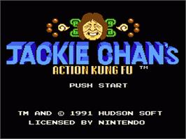 Title screen of Jackie Chan's Action Kung Fu on the Nintendo NES.