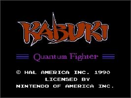 Title screen of Kabuki: Quantum Fighter on the Nintendo NES.