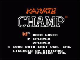 Title screen of Karate Champ on the Nintendo NES.