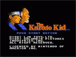 Title screen of Karate Kid on the Nintendo NES.
