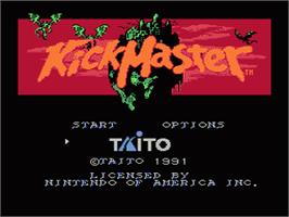 Title screen of Kick Master on the Nintendo NES.