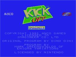 Title screen of Kick Off on the Nintendo NES.