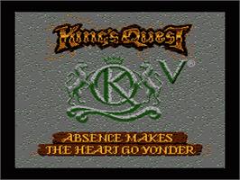 Title screen of King's Quest V: Absence Makes the Heart Go Yonder on the Nintendo NES.