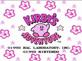 Title screen of Kirby's Adventure on the Nintendo NES.