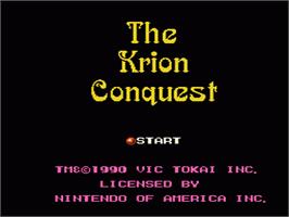Title screen of Krion Conquest on the Nintendo NES.