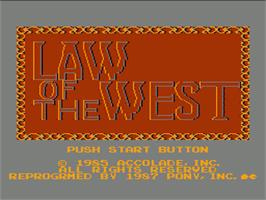 Title screen of Law of the West on the Nintendo NES.