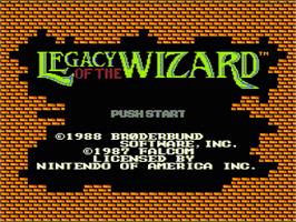 Title screen of Legacy of the Wizard on the Nintendo NES.
