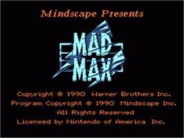 Title screen of Mad Max on the Nintendo NES.