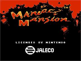 Title screen of Maniac Mansion on the Nintendo NES.