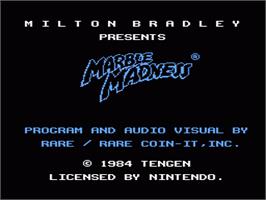 Title screen of Marble Madness on the Nintendo NES.