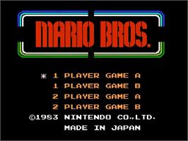 Title screen of Mario Bros. on the Nintendo NES.