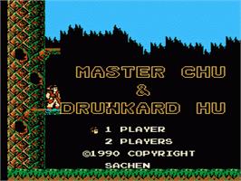 Title screen of Master Chu And The Drunkard Hu on the Nintendo NES.