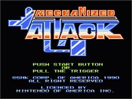 Title screen of Mechanized Attack on the Nintendo NES.