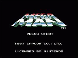 Title screen of Mega Man on the Nintendo NES.