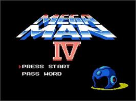 Title screen of Mega Man 4 on the Nintendo NES.