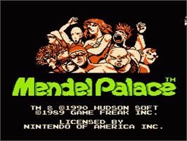 Title screen of Mendel Palace on the Nintendo NES.
