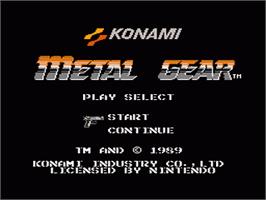 Title screen of Metal Gear on the Nintendo NES.