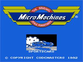 Title screen of Micro Machines on the Nintendo NES.