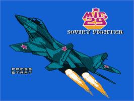 Title screen of Mig-29 Soviet Fighter on the Nintendo NES.
