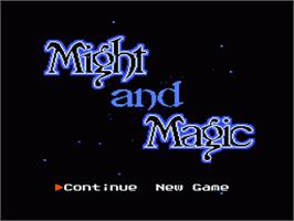 Title screen of Might and Magic: Secret of the Inner Sanctum on the Nintendo NES.