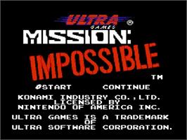 Title screen of Mission Impossible on the Nintendo NES.