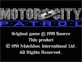 Title screen of Motor City Patrol on the Nintendo NES.