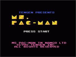 Title screen of Ms. Pac-Man on the Nintendo NES.