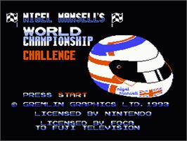 Title screen of Nigel Mansell's World Championship on the Nintendo NES.
