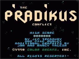 Title screen of P'radikus Conflict on the Nintendo NES.
