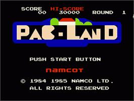 Title screen of Pac-Land on the Nintendo NES.