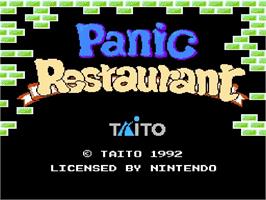 Title screen of Panic Restaurant on the Nintendo NES.