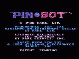 Title screen of PinBot on the Nintendo NES.
