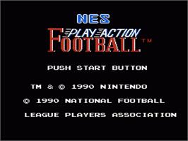 Title screen of Play Action Football on the Nintendo NES.