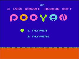 Title screen of Pooyan on the Nintendo NES.