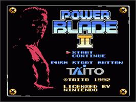 Title screen of Power Blade 2 on the Nintendo NES.