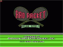 Title screen of Rad Racket: Deluxe Tennis 2 on the Nintendo NES.