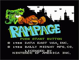 Title screen of Rampage on the Nintendo NES.