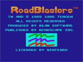 Title screen of Road Blasters on the Nintendo NES.