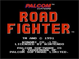 Title screen of Road Fighter on the Nintendo NES.