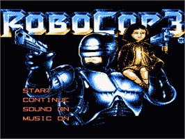 Title screen of Robocop 3 on the Nintendo NES.