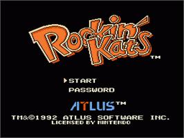 Title screen of Rockin' Kats on the Nintendo NES.