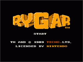 Title screen of Rygar on the Nintendo NES.