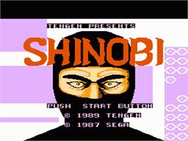 Title screen of Shinobi on the Nintendo NES.