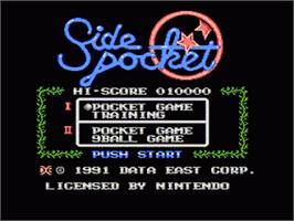Title screen of Side Pocket on the Nintendo NES.