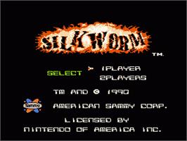 Title screen of Silk Worm on the Nintendo NES.