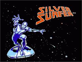 Title screen of Silver Surfer on the Nintendo NES.