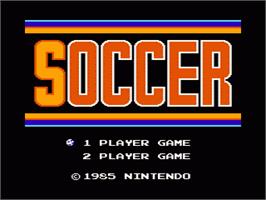 Title screen of Soccer on the Nintendo NES.