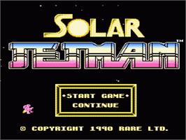Title screen of Solar Jetman: Hunt for the Golden Warpship on the Nintendo NES.