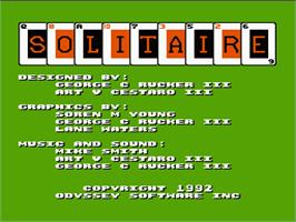 Title screen of Solitaire on the Nintendo NES.