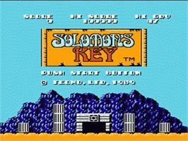 Title screen of Solomon's Key on the Nintendo NES.
